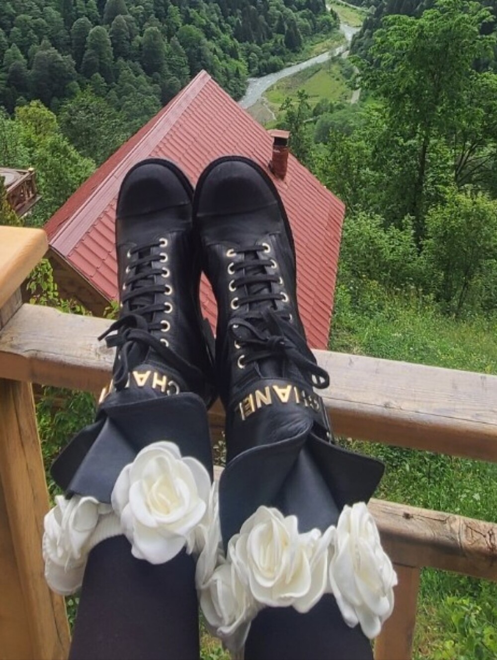 CHANEL Black Leather Lace-Up Boots - Picture 3 of 10
